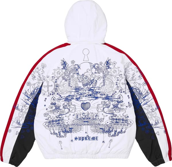 AOI Fleece Lined Track Jacket - White (detail)