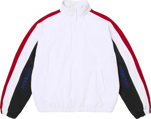 AOI Fleece Lined Track Jacket - White (detail)