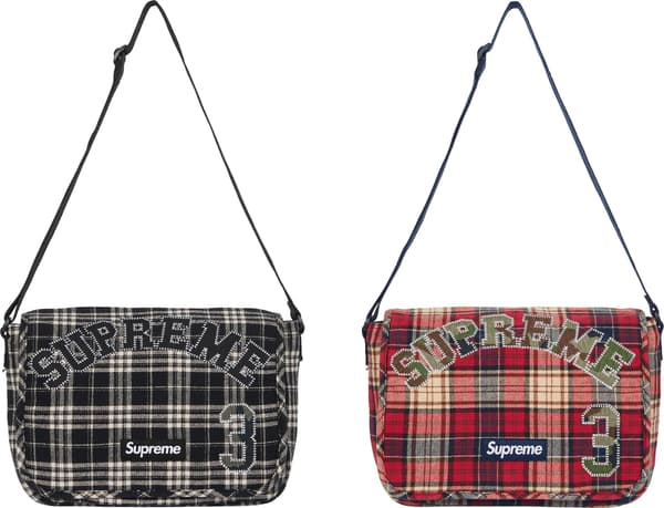 Appliqué Flannel Messenger Bag - Group Shot