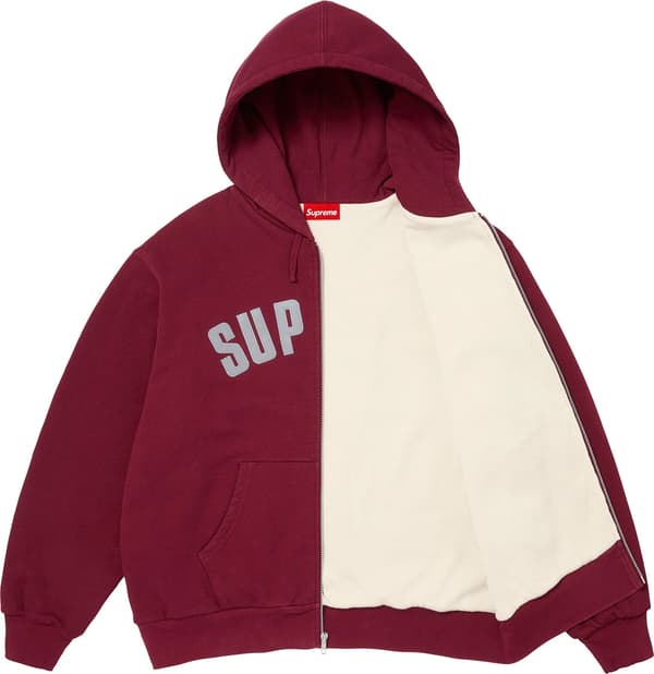 Arc Thermal Lined Zip Up Hooded Sweatshirt - Cardinal (detail)