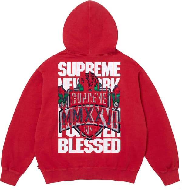 Blessed Appliqué Zip Up Hooded Sweatshirt - Heather Grey (detail)