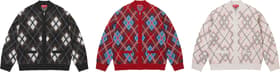 Brushed Argyle Zip Up Cardigan