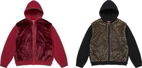 Checkerboard Faux Fur Zip Up Hooded Sweater