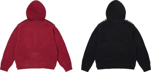 Checkerboard Faux Fur Zip Up Hooded Sweater - Group Shot
