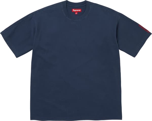 Checkerboard Intarsia S/S Top - Navy (front)