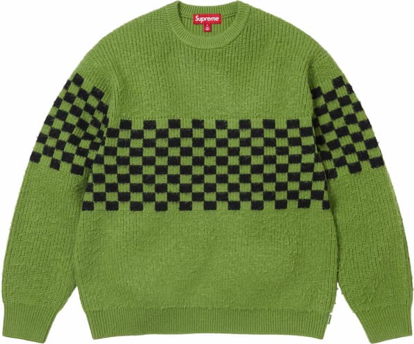 Checkerboard Pilled Sweater - Green (front)