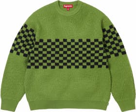 Checkerboard Pilled Sweater Green