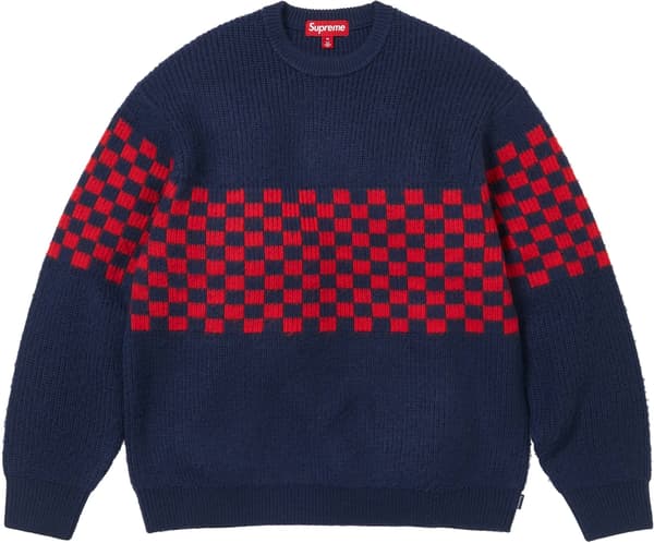 Checkerboard Pilled Sweater - Navy (front)