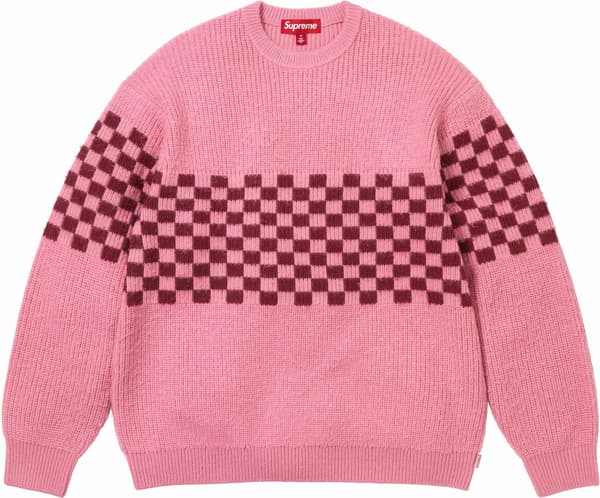Checkerboard Pilled Sweater - Pink (front)