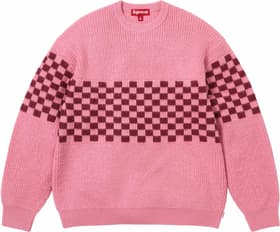 Checkerboard Pilled Sweater Pink