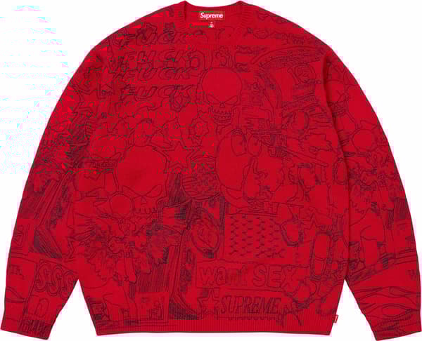 Collage Embroidered Sweater - Red (front)