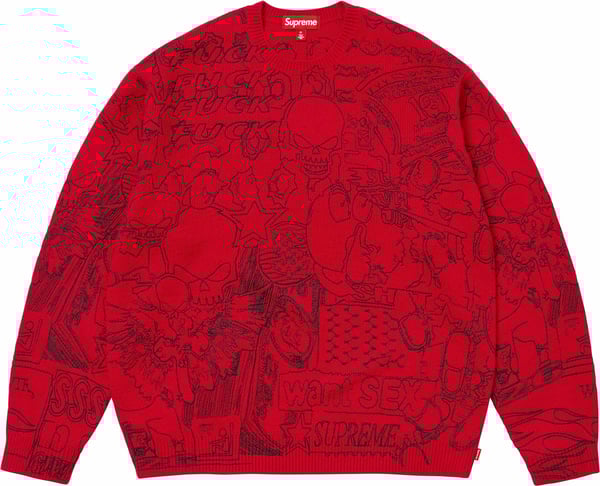 Collage Embroidered Sweater - Red (front)