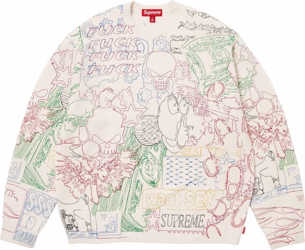Collage Embroidered Sweater - White (front)