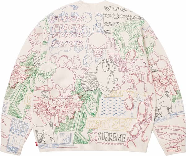 Collage Embroidered Sweater - White (detail)