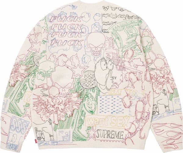 Collage Embroidered Sweater - White (detail)