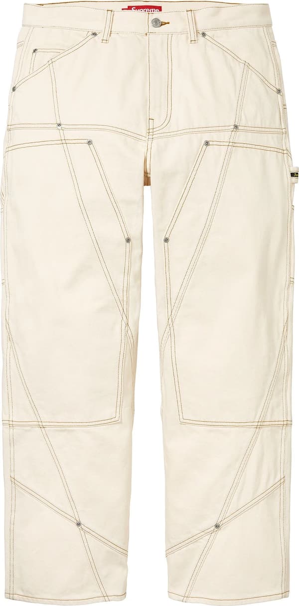 Contrast Stitch Double Knee Painter Jean - Natural (front)