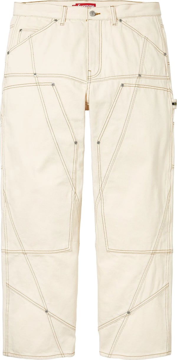 Contrast Stitch Double Knee Painter Jean - Natural (front)