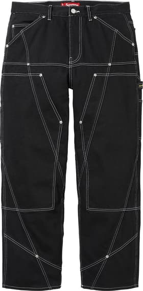 Contrast Stitch Double Knee Painter Jean Rigid Black