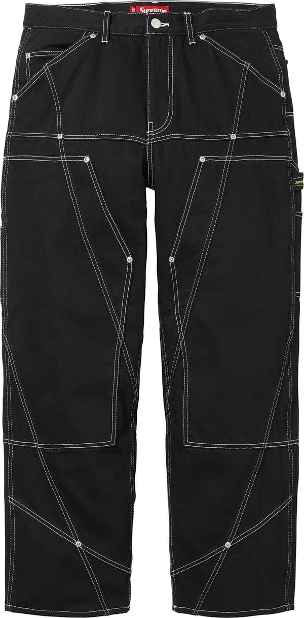 Contrast Stitch Double Knee Painter Jean - Rigid Black (front)