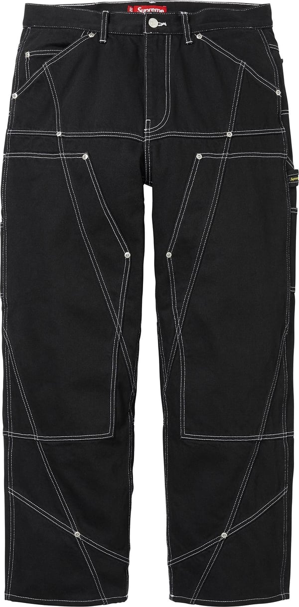 Contrast Stitch Double Knee Painter Jean - Rigid Black (front)