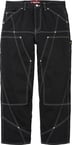 Contrast Stitch Double Knee Painter Jean - Rigid Black (front)