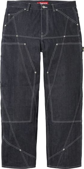 Contrast Stitch Double Knee Painter Jean Rigid Indigo