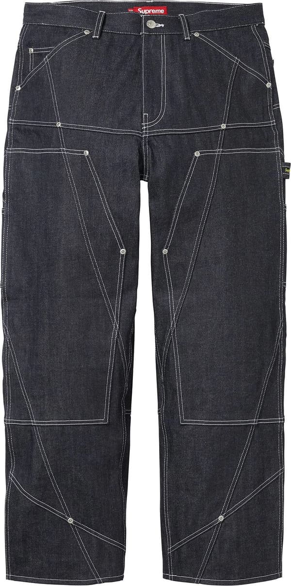 Contrast Stitch Double Knee Painter Jean - Rigid Indigo (front)