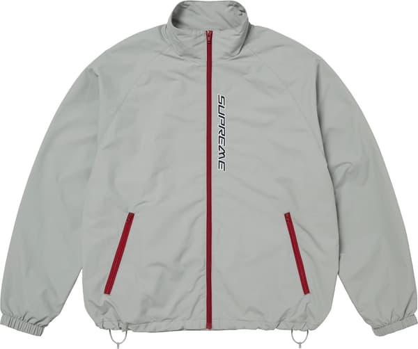 Contrast Zip Track Jacket - Light Grey (front)