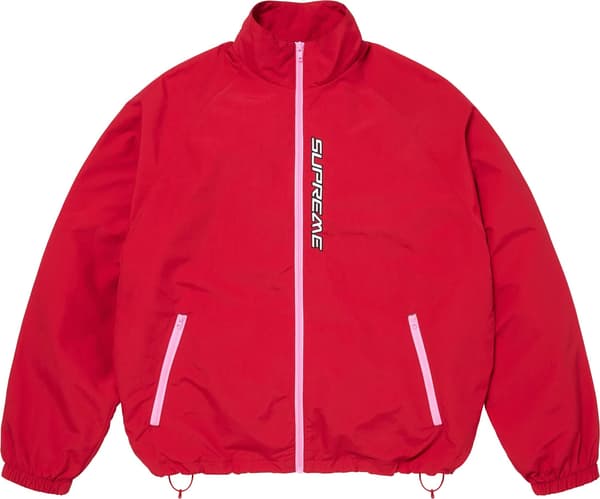 Contrast Zip Track Jacket - Red (front)