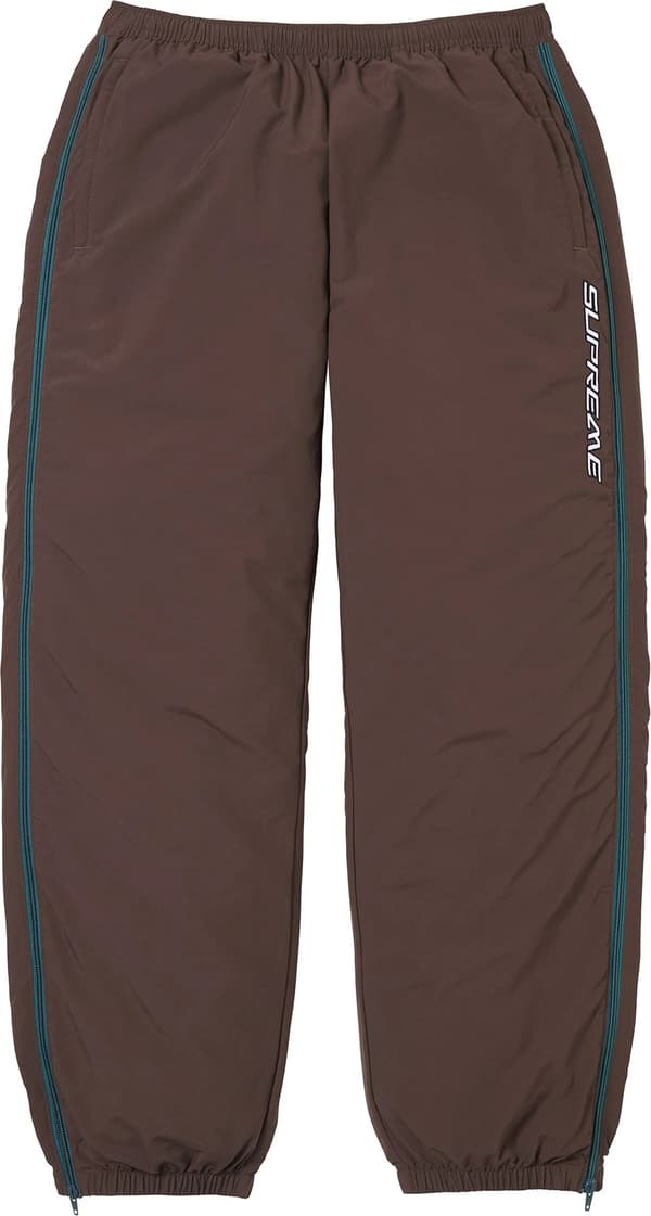 Contrast Zip Warm Up Pant - Brown (front)