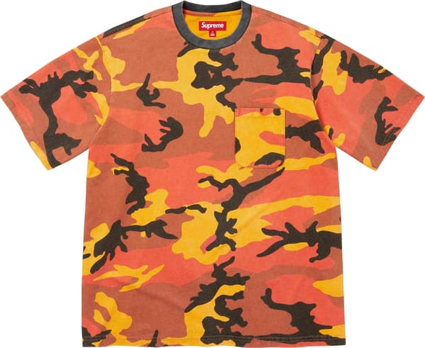 Cracked Pocket S/S Top - Orange Camo (front)