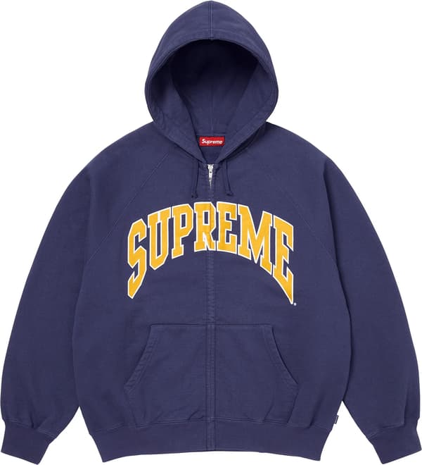 Cracked Raglan Zip Up Hooded Sweatshirt - Washed Navy (front)