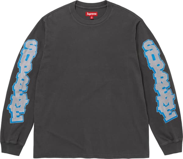 Cracked Sleeve L/S Top - Washed Black (front)