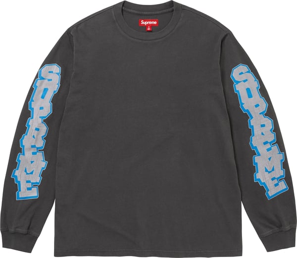 Cracked Sleeve L/S Top - Washed Black (front)