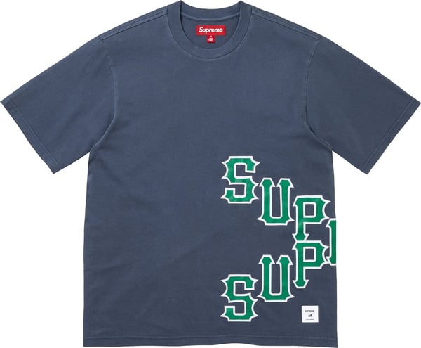 Cracked Spellout S/S Top - Washed Navy (front)