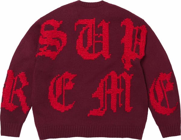 Cross Stitch Logo Sweater - Burgundy (detail)
