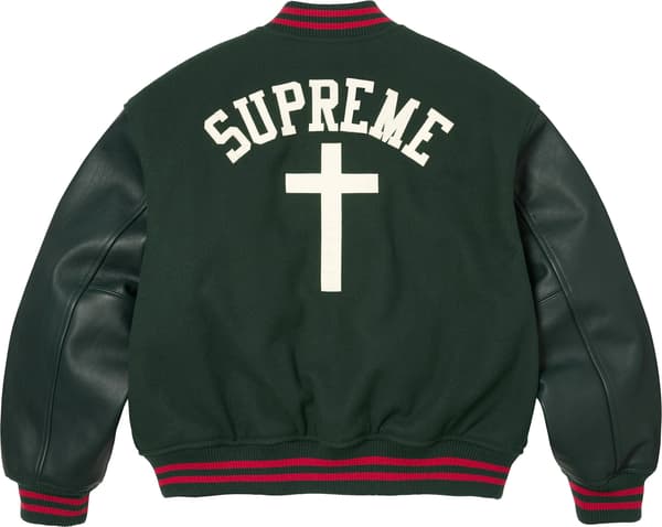 Cross Varsity Jacket - Dark Green (detail)