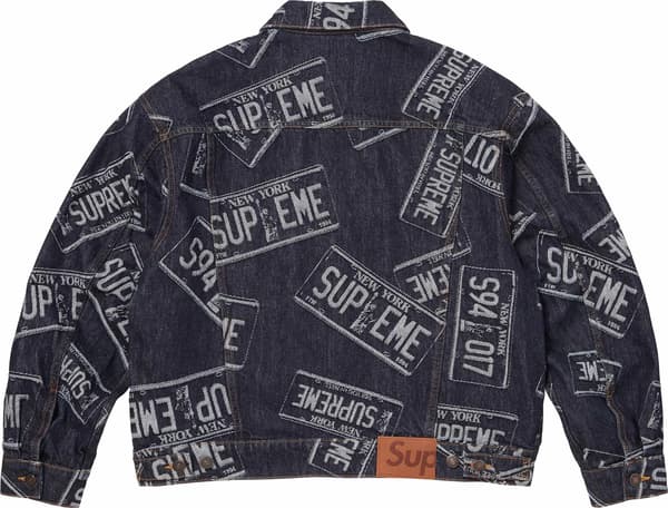 Denim Trucker Jacket - License Plate (detail)