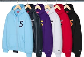 Devil S Logo Zip Up Hooded Sweatshirt Stripe