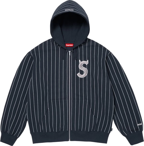 Devil S Logo Zip Up Hooded Sweatshirt - Stripe (front)