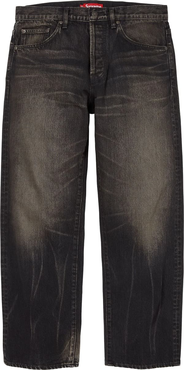Distressed Loose Fit Selvedge Jean - Washed Black (front)