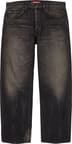 Distressed Loose Fit Selvedge Jean - Washed Black (front)