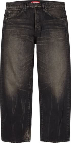 Distressed Loose Fit Selvedge Jean Washed Black
