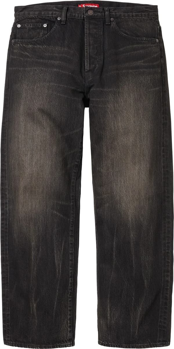 Distressed Loose Fit Selvedge Jean - Washed Black (front)