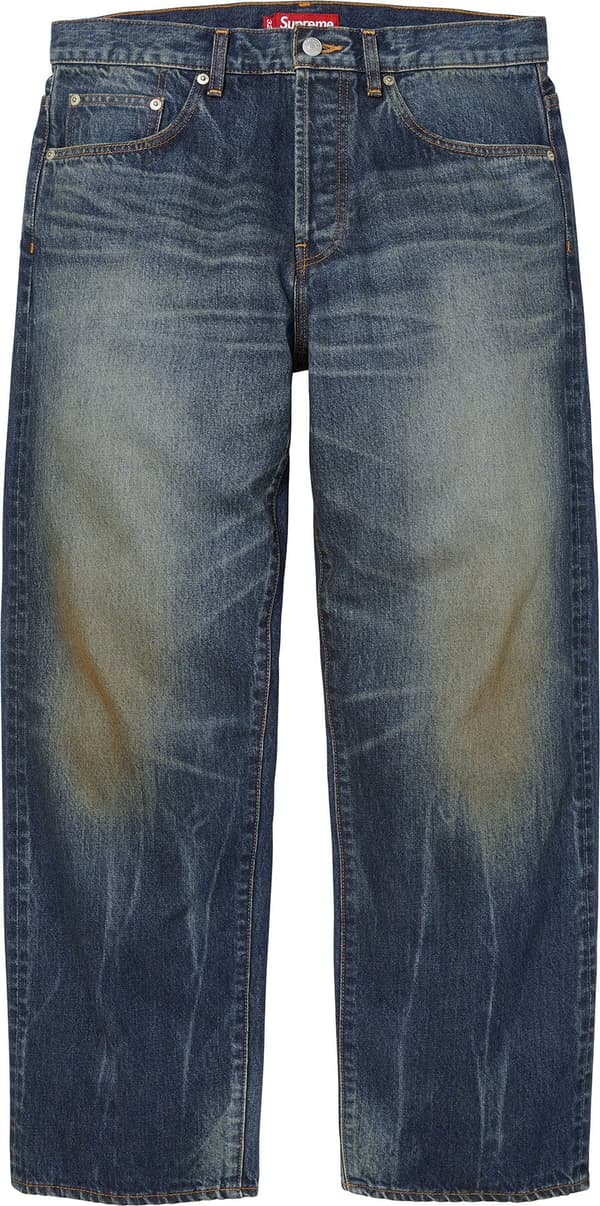 Distressed Loose Fit Selvedge Jean - Washed Indigo (front)