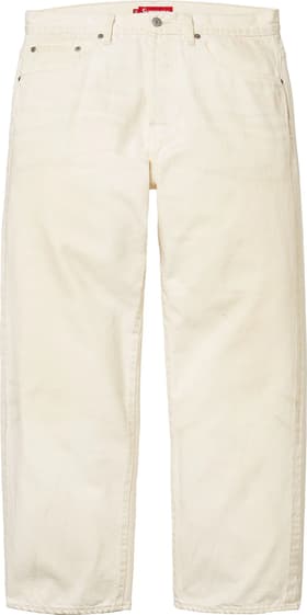 Distressed Loose Fit Selvedge Jean Washed White
