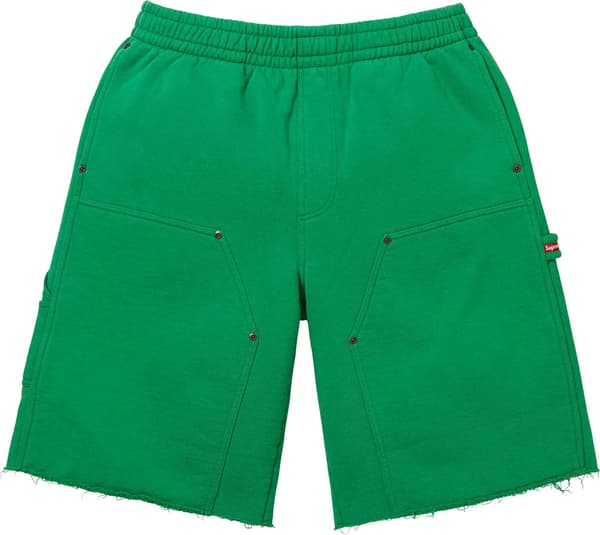 Double Knee Painter Sweatshort - Green (front)