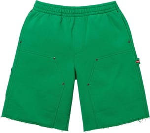Double Knee Painter Sweatshort Green
