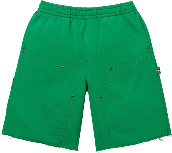 Double Knee Painter Sweatshort - Green (front)