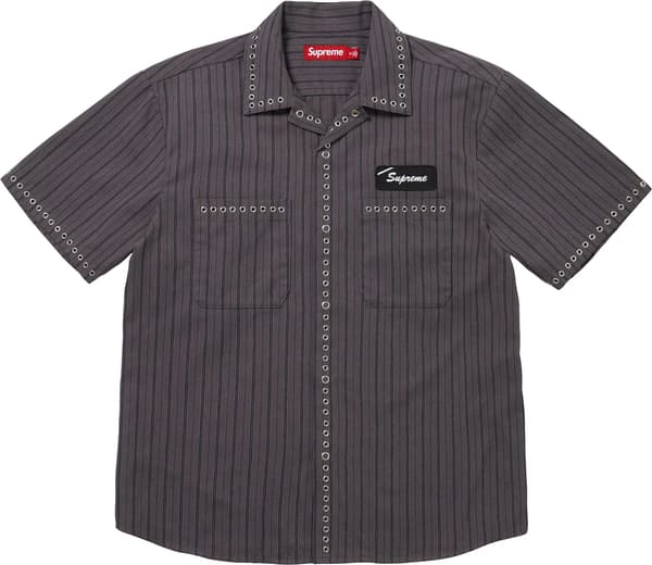 Eyelet S/S Work Shirt - Stripe (front)